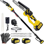 Brushless 2-IN-1 Cordless Pole Saw & Mini Chainsaw, 2× 21V 4.0Ah Batteries Powered 8 Inch Chain, 16-Foot Max Reach & Multi-Angle Electric Pole Saw for Tree Trimming,Tree Trimmer for Branch Cutting.