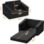 Kids Couch,2-in-1 Toddler Chairs for Boys,Kids Sofa with Storage,Comfortable Kids Sofa Bed,Fun Kids Lounge Chair,Toddler Furniture,Kids Playroom,Children'S Gifts (Black)