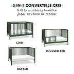DaVinci Birdie 3-in-1 Convertible Crib, Forest Green, Easy Assemble, Greenguard Gold Certified