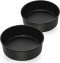 P&P CHEF 8 Inch Cake Pan Set, 2Pcs Non-stick Round Baking Cake Pans Tins | Stainless Steel Core & Nonstick Coating, Good for Baking Layer Tier Cakes for Birthday Wedding, Deep Side & One-piece Design