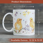 Maison d' Hermine Coffee Mug with Handles Tea Cups (12 Ounce, Pack of 2) | Fine Bone China Coffee Mugs for Hot Beverages Cappuccino Latte Home Restaurant Hotel Spring Summer -Easter Zest