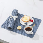 2 Pack Caketime Silicone Dish Drying Mat for Kitchen Counter Multiple Usage for Baking Cooking Grilling Under Sink Office Coffee Accessories Apartment Appliances Pioneer Woman Stuff 15"x11.5" Blue