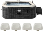 Intex PureSpa Plus Greystone Square Hot Tub 6 Person Inflatable 94" Outdoor Relaxing 170 AirJet Spa Bundled with 4 PureSpa Cushioned Headrest Pillows