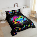 Feelyou Kids Football Comforter Set Twin Size Rugby Sports Game Bedding Set for Boys Girls Teens Bedroom Decor Tie Dye Comforter Women Men Soccer Player Duvet Set with 1 Pillow Case
