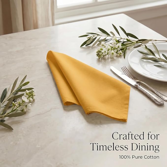 Urban Villa Cloth Napkins Cotton 20x20 (Set of 12) Mustard