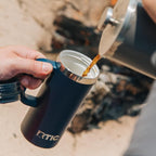 RTIC 16oz Road Trip Travel Mug with Lid and Handle, Ceramic Lined, Navy | Stainless Steel Metal, Insulated Travel Cup for Hot and Cold Drinks, Coffee, Car, Camping and Travel