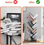 10 Tier Tree Book Shelf, Floor Standing Wood Bookshelf for Narrow Space, Storage Organizer Bookshelves for Books/CDs/Magazine, Bookcase with Shelves for Home Office, Living Room - Black