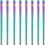 Stainless Steel Chopsticks,Reusable ,Dishwasher Safe , Easy to Use（8 PCS,Rainbow）