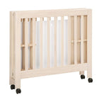 Babyletto Origami Mini Portable Crib Folding with Wheels in Washed Natural, 2 Adjustable Mattress Positions, Greenguard Gold Certified