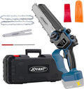 Mini Chainsaw Cordless Compatible for Jovant Batteries (No Battery), Electric Chainsaw with Logging Wedge For Tree Trimming Wood Cutting (2 Chains) (Tools Only)