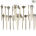 TUPARKA 18 PCS Hair Sticks Vintage Hair Pins Chinese Women Hair Chopsticks Pins Retro Vintage Decorative for Hair Accessory（9 Design） (bronze)