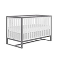 Arlo 5-in-1 Convertible Crib in Steel Grey and White, JPMA Certified, 3 Mattress Height Settings, Non-Toxic Finish, Made of Sustainable and Sturdy Pinewood