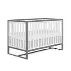 Arlo 5-in-1 Convertible Crib in Steel Grey and White, JPMA Certified, 3 Mattress Height Settings, Non-Toxic Finish, Made of Sustainable and Sturdy Pinewood