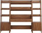 Modway Bixby 3-Piece Home Office Desk and Bookshelf Display Case in Walnut