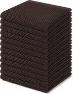 Homaxy 100% Cotton Waffle Weave Kitchen Dish Cloths 12-Pack, Dark Brown | 12 x 12 Inches, Ultra Soft Absorbent Dish Towels, Quick Drying Dish Rags with Hanging Loop