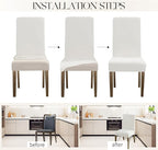 MOSAYT 100% Waterproof Dining Room Chair Covers Set of 6, Super Fit Stretch Jacquard Parson Chairs Slipcovers Removable Washable Chair Seat Protectors for Home, Kitchen, Banquet (White - XL)