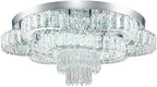 21 Inch Crystal Chandelier LED Flush Mount Ceiling Light Fixtures Luxury Chandeliers for Living Room Bathroom Bedroom Entrance Dining Room(Cool White)