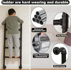 9FT Wall Mounted Ladder Heavy Duty 450lbs Capacity, 9-Step Steel Pipe Fire Escape Ladder for Egress Window & Basement, Industrial Wall/Floor-Mounted Loft