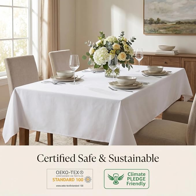 Urban Villa Tablecloth Cotton Tabletop 60x84 (6-8 Seats) White