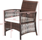 Outvita 4 Pieces Patio Furniture Set, Rattan Conversation Sets with Loveseat Soft Cushion and Glass Table for Garden Backyard Balcony Porch Poolside (Brown)