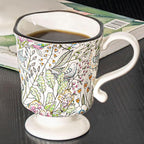 360ml -12.17oz Painted Garden floral Ceramic Mug - Cute Espresso Latte Shot Cup - Gift for Women, Dishwasher Safe