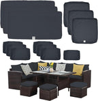 ClawsCover 13Pack Outdoor Seat and Back Cushions Replacement Covers Fit for 7Pieces Wicker Rattan Patio Furniture Set Sectional Couch with Dining Table and Ottoman,Dark Gray-Include Cover Only