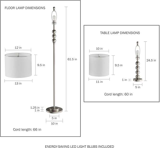 Lavish Home Table and Floor Lamps - Set of 3 Matching Modern Stacked Balls Lighting Energy-Efficient LED Bulbs Included