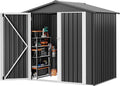 DWVO 6x4ft Metal Outdoor Storage Shed, Lockable Tool Storage Sheds, Oversized Steel Garden Sheds with Sloped Roof for Backyard, Patio, Garage, Lawn, Dark Gray
