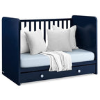 Delta Children babyGap Graham 4-in-1 Convertible Crib with Storage Drawer + Brannan Bear Bookcase with Bins + Brannan Bear Wall Shelf with 4 Hooks, Navy/Light Blue (Bundle)