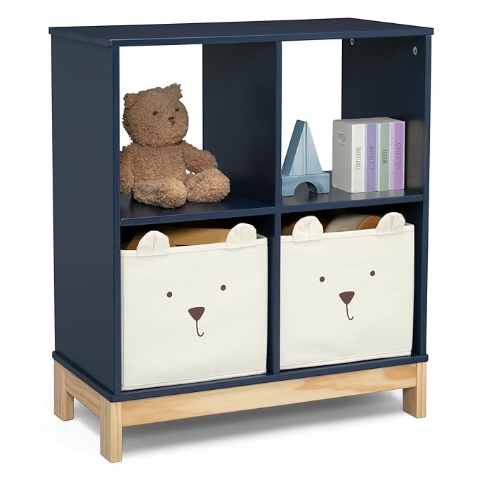 Delta Children babyGap Charlie 6-in-1 Convertible Crib + Brannan Bear Bookcase with Bins + Brannan Bear Wall Shelf with 4 Hooks, Navy (Bundle)