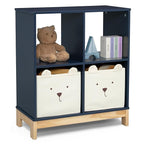 Delta Children babyGap Oxford 6-in-1 Convertible Crib + Brannan Bear Bookcase with Bins + Brannan Bear Wall Shelf with 4 Hooks, Navy/Natural (Bundle)