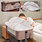 Baby Crib,3 in 1 Bedside Crib Adjustable Portable Bed for Infant,Baby Bassinet Baby Newborn Must Have Bed, Khaki