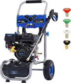 Gas Pressure Washer 3500 PSI, 2.3 GPM Heavy Duty High Power Washer,209CC 7HP Engine with 25Ft Pressure Hose, Axial Aluminum Pump, Soap Tank, 4 Quick Connect Nozzle (Blue)