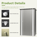 Devoko 3x3 FT Outdoor Storage Shed, Small Garden Tool Shed with Single Lockable Door, Metal Tool Storage Shed with Sloping Roof, Outside Shed for Backyard Patio Lawn, Gray