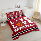 Feelyou Basketball Bedding Set Twin Size Gaming Sports Comforter Set for Kids Boys Girls Decor Ball Games Comforter Gift for Basketball Lover Duvet Set Bedroom Quilt Set