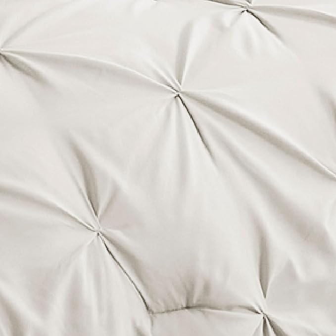 Bedsure King Size Comforter Set - Bedding Set King 7 Pieces, Pintuck Bed in a Bag Ivory Bed Set with Comforter, Sheets, Pillowcases & Shams