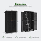 MCombo Outdoor Storage Cabinet, Wooden Storage Shed with Latch, Outside Garden Tool Shed with 2 Doors for Patio Yard Lawn, 0808 (Black, Medium)