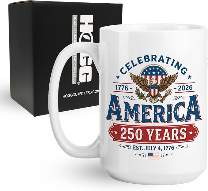 America 250 Coffee Mug, 250 Anniversary USA Coffee Mug, 250th Anniversary USA Cup, 15 oz Ceramic Patriotic Cups, America Gifts, Patriotic Gift, Independence Day, 4th of July