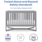 Delta Children Tribeca 4-in-1 Baby Convertible Crib + Simmons Kids Quiet Nights Crib and Toddler Mattress Made from Recycled Water Bottles/GREENGUARD Gold Certified [Bundle], Grey