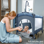 BabyBond Baby Bassinet Bedside Crib, Pack and Play with Sheet, Diaper Changing Table and Music Mobile from Newborn to Toddles, Portable Large Playard