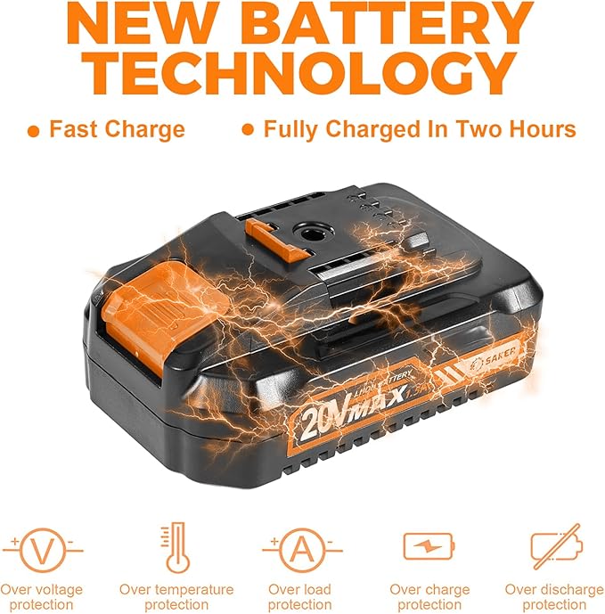 Saker Mini Chainsaw,6 Inch Portable Electric Chainsaw Cordless, Small Handheld Chain saw for Tree Branches,Courtyard, Household and Garden(SK1806D-O)