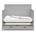 STORKCRAFT Homestead 5-in-1 Convertible Crib with Drawer (Pebble Gray) – GREENGUARD Gold Certified, Crib with Drawer Combo, includes Nursery Storage Drawer, Converts to Toddler Bed and Full-Size Bed