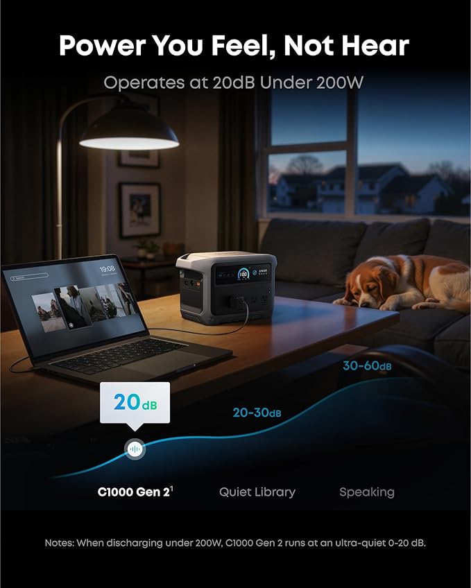 Anker SOLIX C1000 Gen 2 Portable Power Station with 100W Solar Panel, 2,000W (Peak 3,000W) Solar Generator, Full Charge in 49 Min, 1,024Wh LiFePO4 Battery for Home Backup, Power Outages, and Camping
