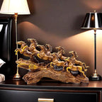 13.7 Inch Chinese Feng Shui Running Horses Statue Sculpture Frgurines Good Lucky Gift for FengShui Lover Desktop Display Decorative Decoration