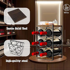 6 Bottle Countertop Small Wine Rack | Compact Design MDF Wood Construction, for Countertop, Cabinet & Corner Storage, Hold Up to 6 Wine Bottles