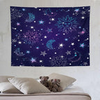 HZOHNAGO Boho Sun Moon Tapestry Purple Blue Sun Stars Galaxy Pattern Printed Wall Tapestry Wall Hanging for Bedroom Living Room Dorm 80" W x 60" H