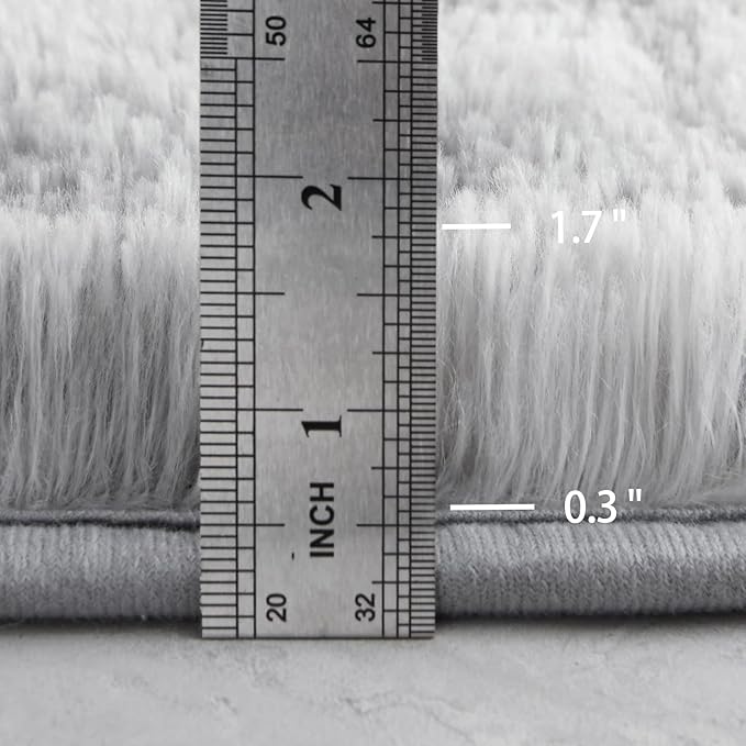6x9 Large Area Rugs for Living Room, Super Soft Fluffy Modern Bedroom Rug, Tie-Dyed Light Grey Indoor Shag Fuzzy Carpets for Girls Kids Nursery Room Home Decor