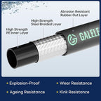 3/8" Pressure Washer Hose 50FT 4800PSI, with M22 14 mm to 3/8 Inch Quick Connect, Kink Resistant Industry Grade Steel Wire Braided Synthetic Rubber Jacket with 2 M22 14mm Adapter Set