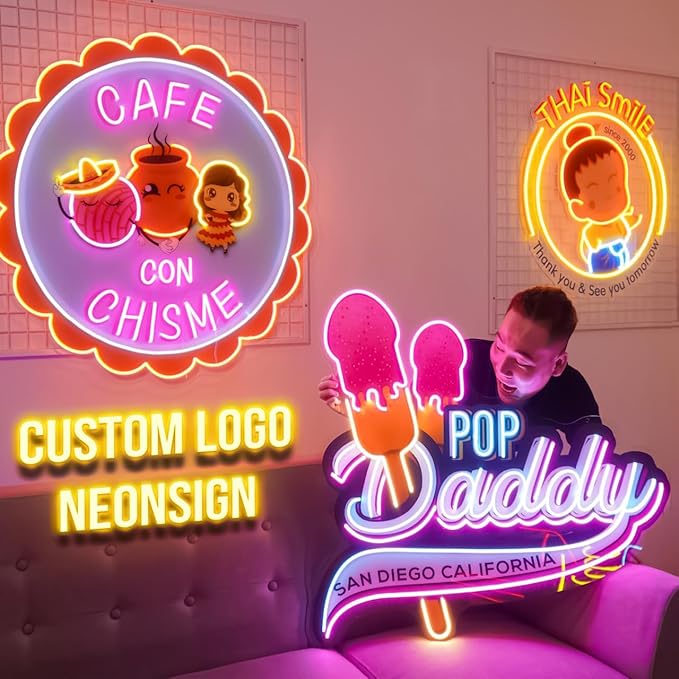 Custom Neon Sign, Personalized UV Printed LED Neon Sign LoGo Customizable for Business, Salon Beauty Nail Studios Light Up Name Sign, Images Neon Lighting Customized