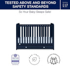 babyGap by Delta Children Graham 4-in-1 Convertible Crib with Storage Drawer TrueSleep Crib and Toddler Mattress (Bundle), Navy/Light Blue